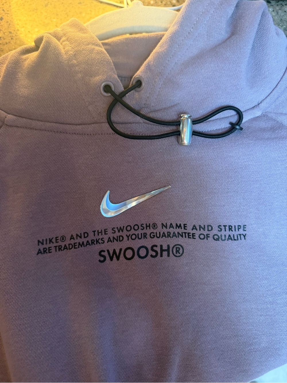 Nike Mauve/Violet Pullover Hoodie with Shiny Silver Swoosh Logo